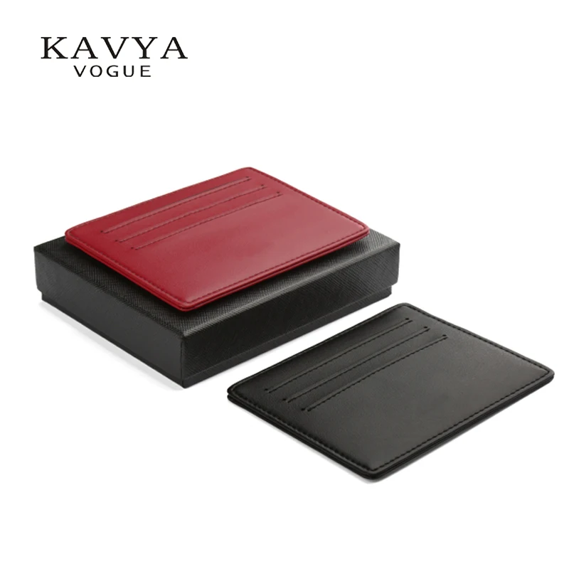 

KAVYA NEW Slim Mini Genuine Leather Credit ID Card Holder Wallet Purse Bag Pouch Lovers Card Case Gift Package Free Shipping