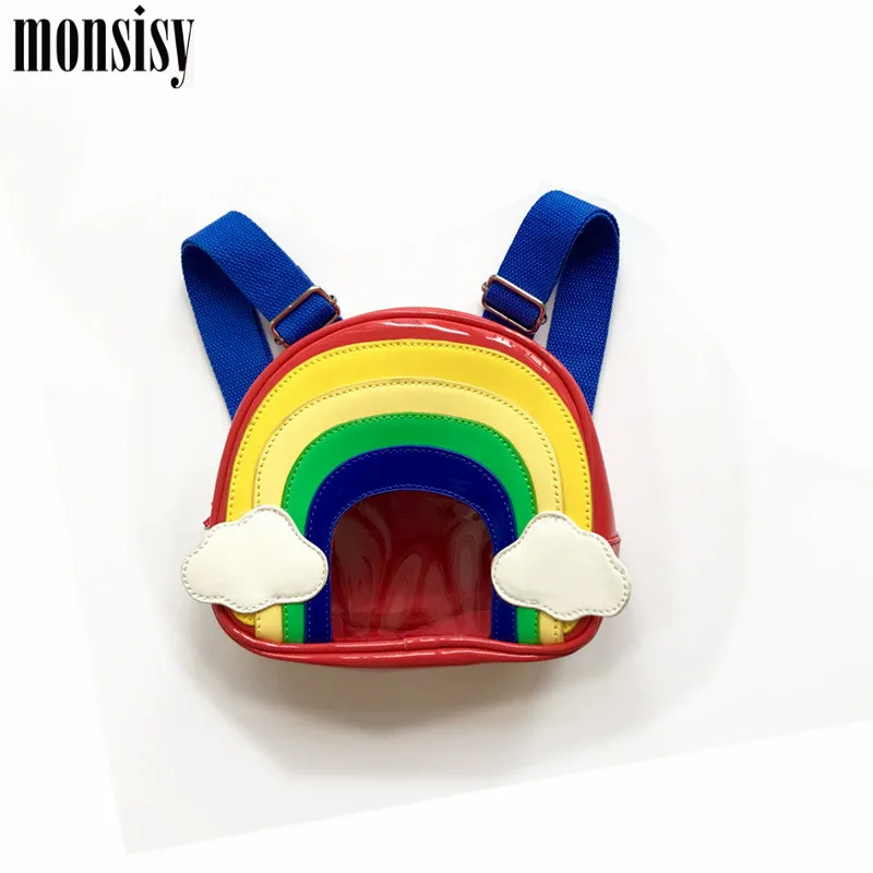 

Monsisy Unisex Baby Rainbow Backpack Girl Boy School Bag Kawaii Colorful Kid Small Backpack kindergarten Travel Snack Bag Gift