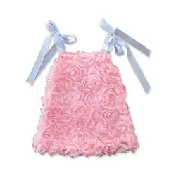 Милое короткое платье из тюля с розами для малышей, новинка 2019, детские розовые кружевные пышные платья для девочек