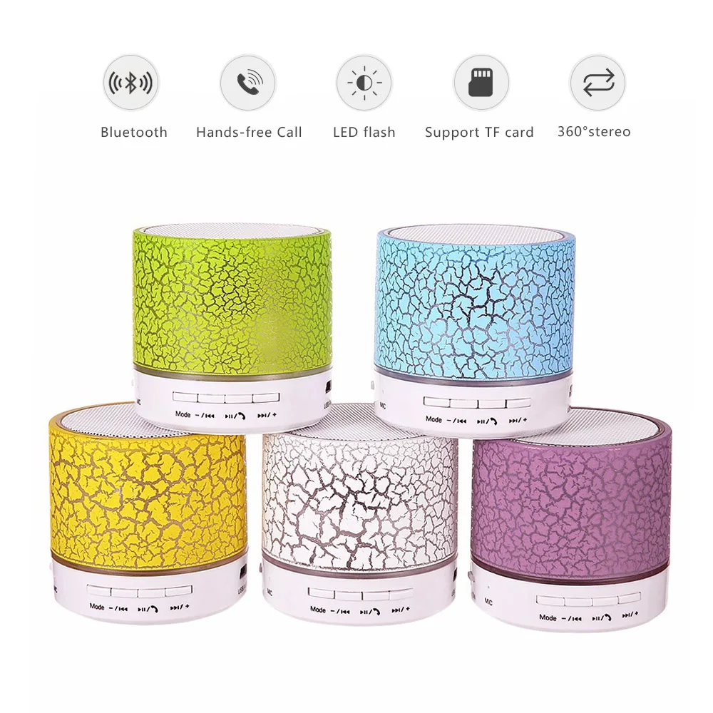 

LED Mini Bluetooth Speaker TF card USB FM Wireless Portable Music Sound Box Subwoofer Loudspeaker for phone PC with Mic