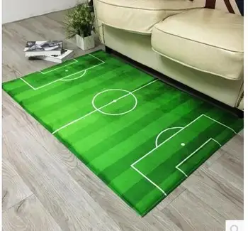 安い 緑の草サッカーフィールドリビングルームサッカー芝生バスケットボールスポーツマット敷物ドアマットカーペット家の装飾
