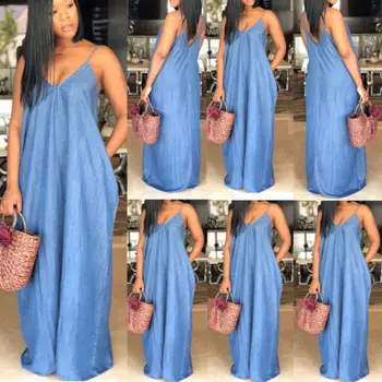 strapless denim maxi dress