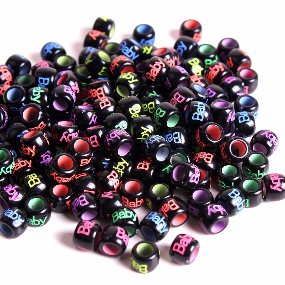 100pcs Mixed Fluorescent Neon Beads Acrylic Spacer Round Bead jewelry