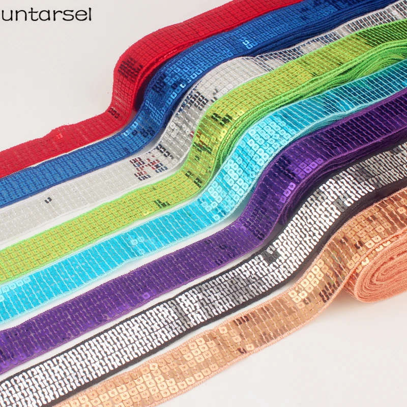 

5 yards 2.5cm width colorful sequin lace fabric for clothes sequins for crafts christmas ribbon lentejuelas paillettes dentelle