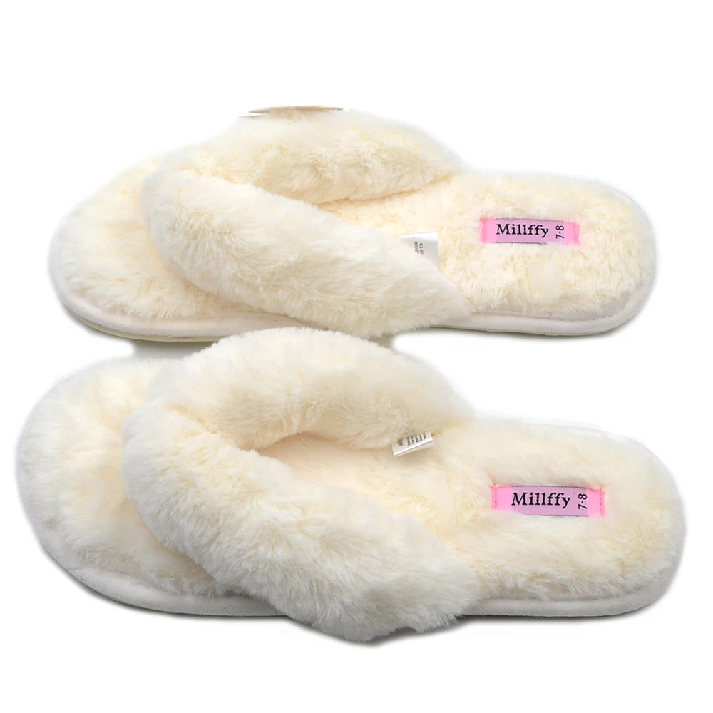 Millffy Spring Summer Womens Indoor Shoes Fashion Flax Home Lucy Refers to flip Flops Fur Slippers 
