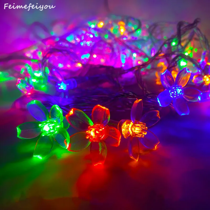 10m 100led Cherry Multicolor LED Garlands String Lights Easter Holiday Light Wedding Decoration Lighting EU US Flor Cereza Luces
