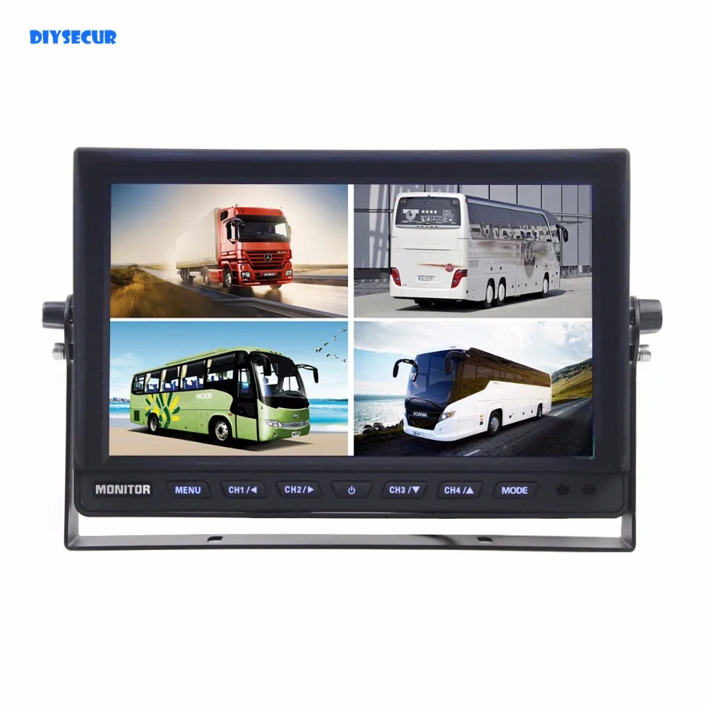 

DIYSECUR DC12V-24V 10 Inch 4 Split Quad LCD Screen Display Color Video Monitor Screen for Video Surveillance System
