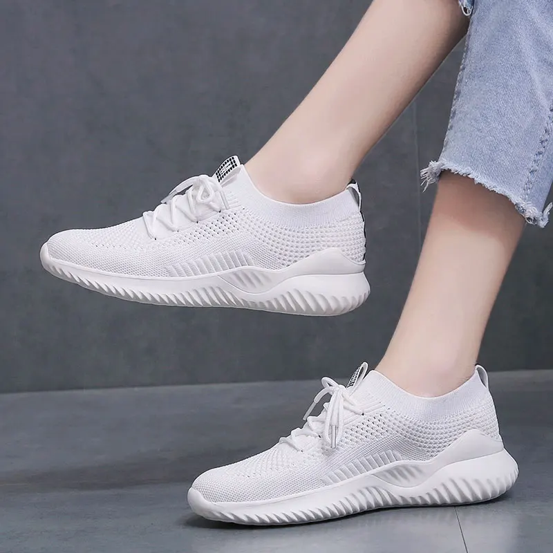 Vanmie/Повседневные кроссовки; женская дышащая Белая обувь; женские дизайнерские кроссовки; белые кроссовки; модные кроссовки для женщин - Цвет: white