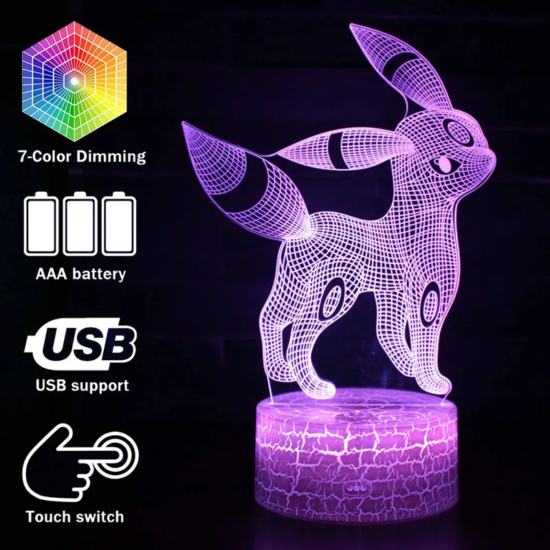 

Pocket monster 3D Light LED Table Lamp Illusion Night Light Amine 7 Colors Changing 3AA Battery Powered USB Lamp MY140 Dropship