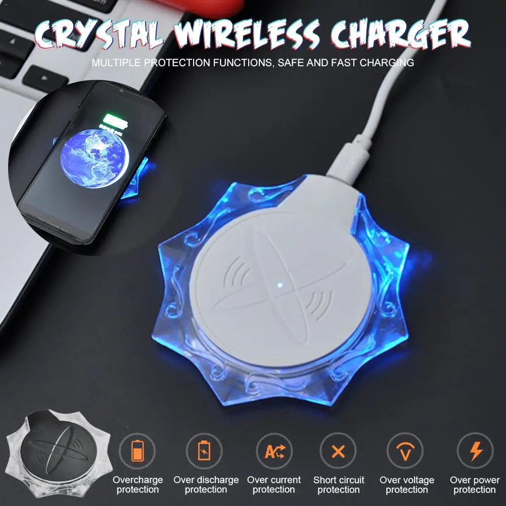 

New K10 Crystal Wireless Charger Pad Mobile Phone Wireless Receiver Charging Base Universal Charge Base For Apple IOS Android