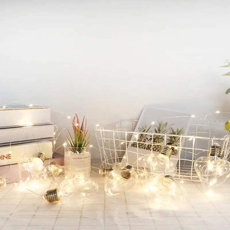 100 светодиодный медный провод батареи огни струны любящая лампа в форме сердца