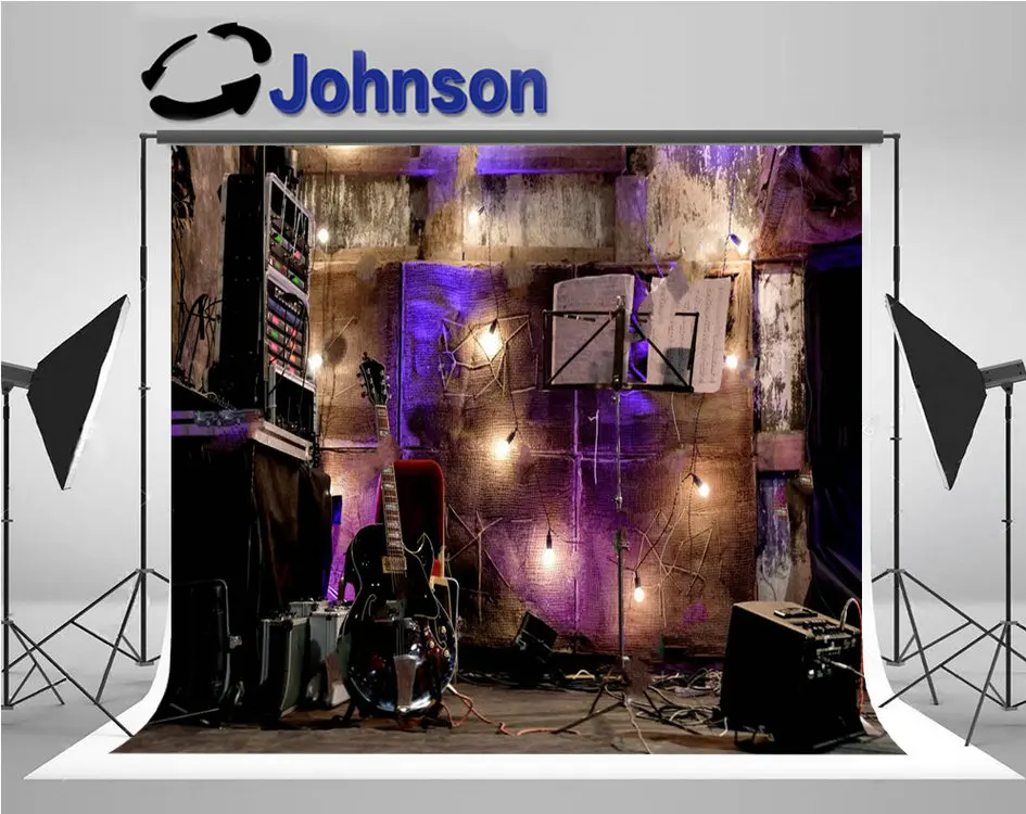 Jazz Music Concert Stage Light Vintage Bulbs Letters Musical Piano backdrop Computer print party background | Электроника