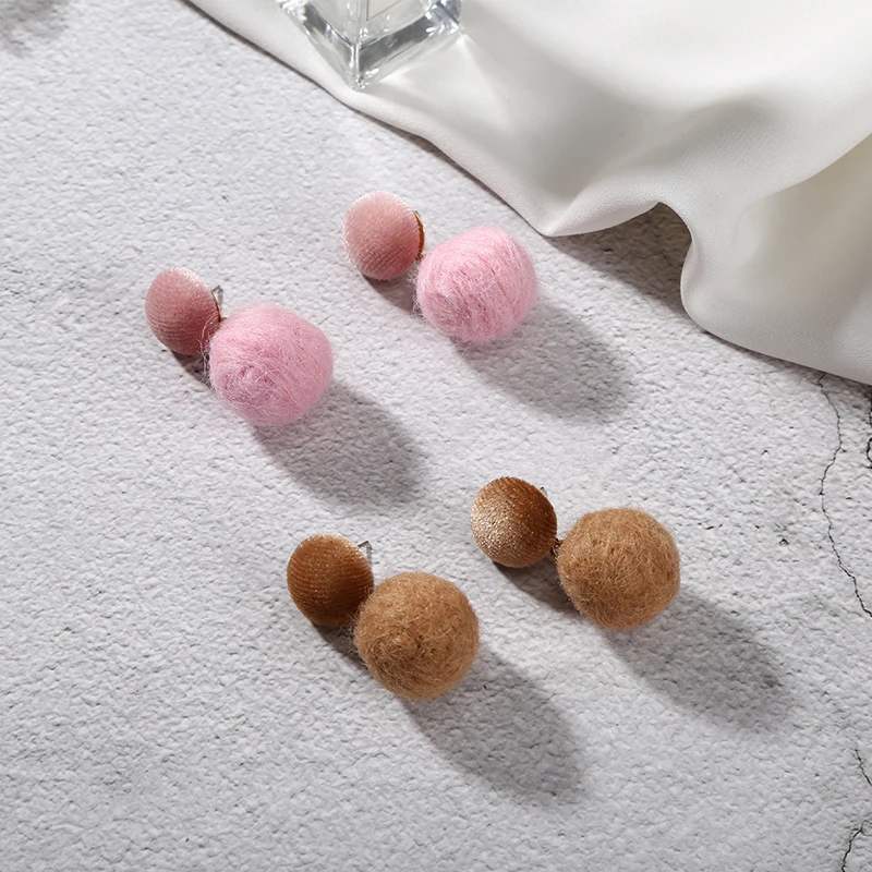 

MIARA.L new 2018 atmospheric cold wind super cute pink hair bulb earrings joker earring Korea eardrop tide dangle earrings
