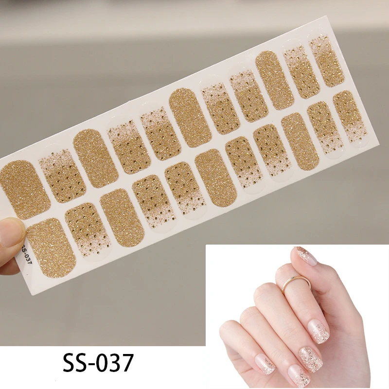 22 Типсы/листа DIY 3D наклейки для ногтей полное покрытие настоящий лак блестящие мраморные полоски водонепроницаемые наклейки для ногтей