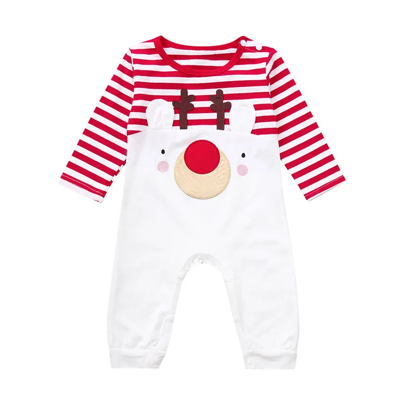 Baby Fashion Toddler Infant Baby Boys Girls Christmas Deer Striped Romper Jumpsuit Outfits romper do beb menina #15O22 (1)