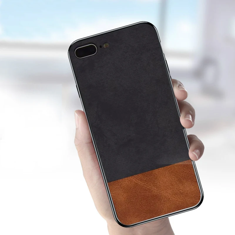 

High Quality Fabric Shockproof Case For iPhone 7 8 6 6s Plus Back Cover Silicone Edge For iPhone X Xr Xs Max Men Business Case