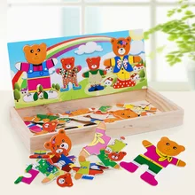 Набор деревянных головоломок детская развивающая игрушка медведь переодевания головоломки для детей деревянные игрушки, по оптовой цене
