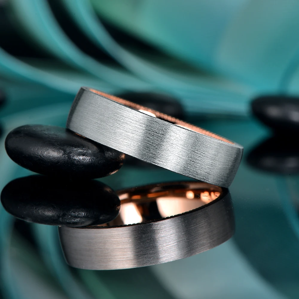 CaiMao Твердый 14k розовый и белый золотой атласный Свадебный ремешок Milgrain для