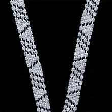 10Yards Silver Crystal Applique Rhinestone Bridal Trim Fashion Chain Fringe Embellishment New 10Yards Silver Crystal Applique Rhinestone Bridal Trim Fashion Chain Fringe Embellishment New