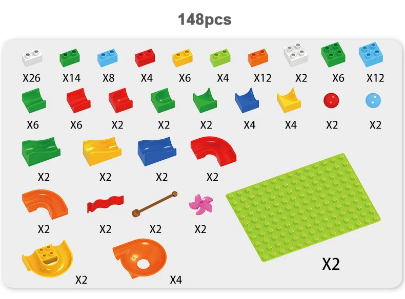 52-296 шт мраморный трек бегать лабиринт мяч трек строительные блоки ABS Воронка слайд собрать кирпичи совместимые Duplo Блоки Игрушки для gif