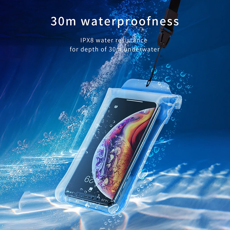 Baseus IP68 للماء حقيبة لهاتف أي فون XR هواوي P30 سامسونج S10 Xiaomi الهاتف كيس مزموم وسادة هوائية للماء السباحة تصفح غطاء