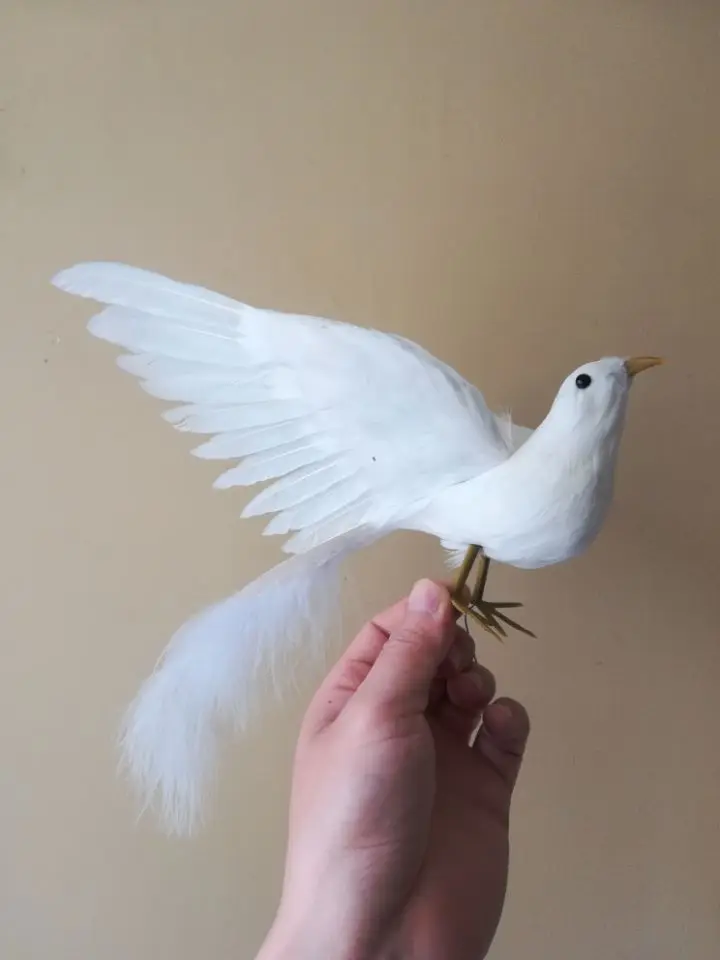 

artificial bird white feathers bird about 30x20cm spreading wings bird model handicraft prop,home garden decoration gift p1941