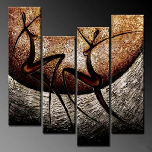 

Hand Painting Oil Painting Living Room Decor Wall Paintings Group Abstract Modern Human Body 4 Piece African Canvas Wall Art