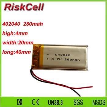 

Free shipping 3.7V 280mah 402040 Lithium Polymer Li-Po Rechargeable Battery For Mp3 MP4 MP5 GPS PSP mobile Pocket PC e-books