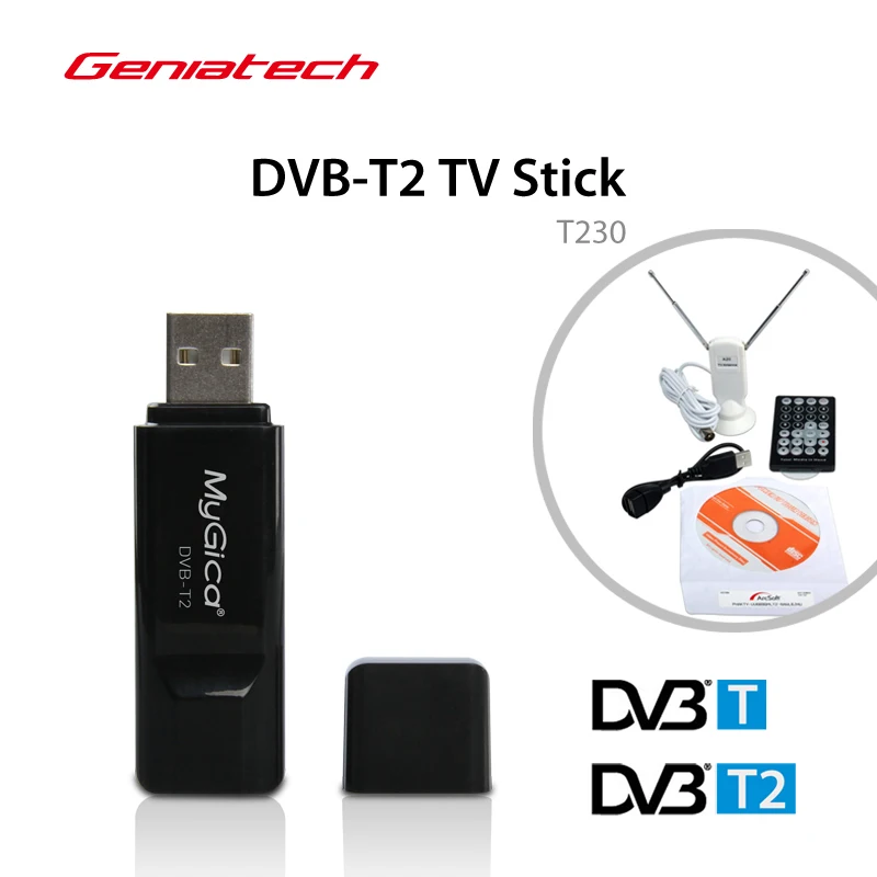 DVB T2 приемник USB HD ТВ-тюнер Geniatech Mygica T230C для DVB-T2/-T/-C USB ТВ-палка для Европы России Таиланд Сингапур