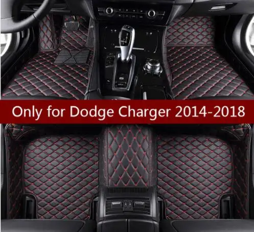 

MSUEFKD mat leather car floor mats for Dodge Charger 2014 2015 2016 2017 2018 Custom foot Pads automobile carpet car covers