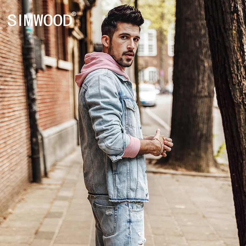 SIMWOOD 2018 Autumn Denim Jacket Men Fashion jeans jackets