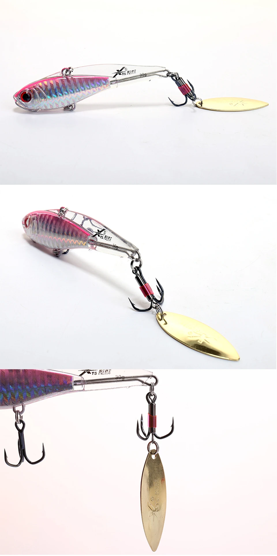 Kingdom Spinner Fishing lures Lead VIB bait spoon bass spinnerbait lure tackle VMC Hooks pesca model 3520B (1)