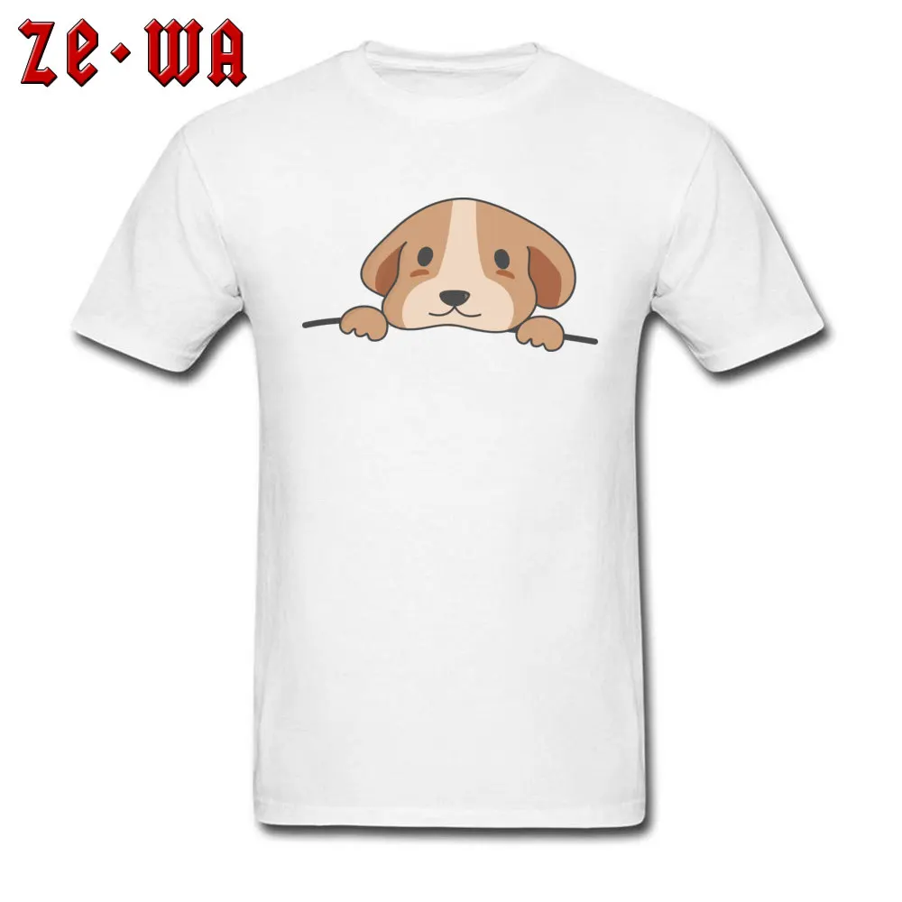 Cute Pocket Dog Pure Cotton T Shirt for Men Short Sleeve Casual Tees Wholesale Summer O Neck Tops T Shirt Summer Cute Pocket Dog  white