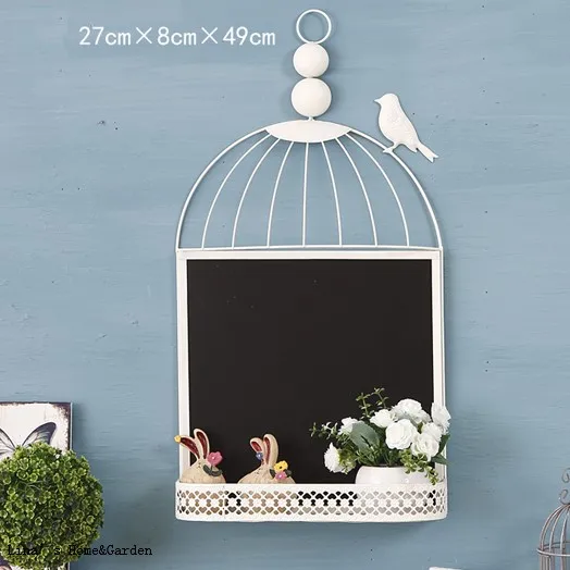 Wall Hanging Birdcage Design White Vintage Metal Blackboard