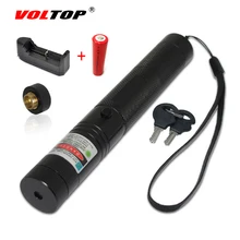 VOLTOP Llavero 303 Verde Puntero Láser de Alta Potencia Linterna Láser Llavero Colgante Luz Fuego MatchGive 18650 Cargador de Batería