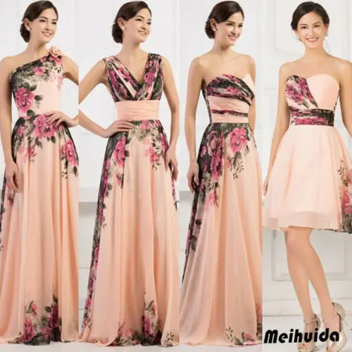 

3 Style Women 2019 Floral Print Formal Long Lace Dress Sleeveless Prom Party Wedding Gown