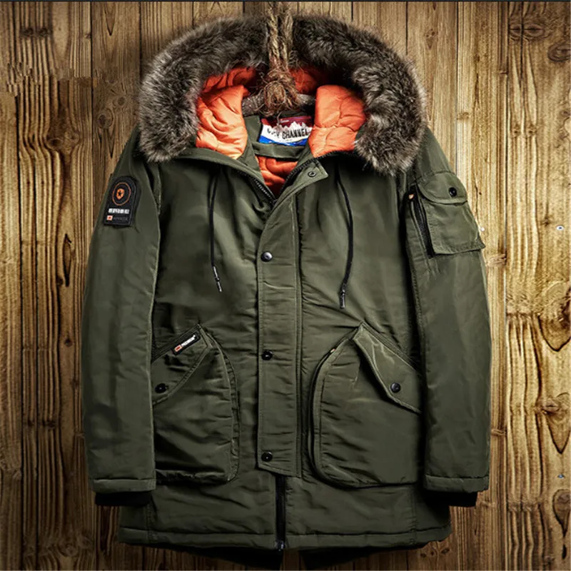 New quality Men Jacket Windproof Solid Big Pocket Long Polyester