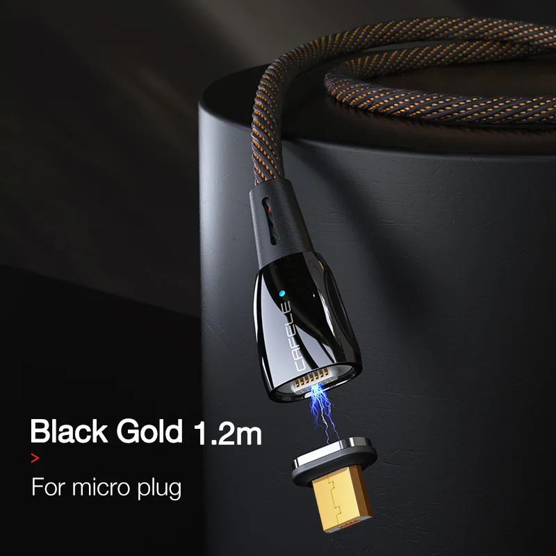 black for Micro CAFELE Магнитный USB кабель для iPhone Micro QC3.0 USB кабель type C Расширенный цинковый сплав кабель зарядное устройство для samsung Xiaomi huawei - Цвет: black for Micro