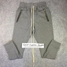 Beste qualität 2016 winter angst vor gott nebel Kordelzug trainingshose reißverschluss klassische kanye west baumwolle jogger