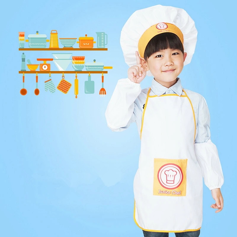 Chef Hat Set Baby Children Kids Craft Art DIY Painting Cooking Baking Hot Apron