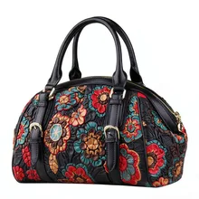 LUOFEIHUA женские сумки из натуральной кожи новая вышитая сумка-тоут винтажная сумка через плечо дизайнерская сумка