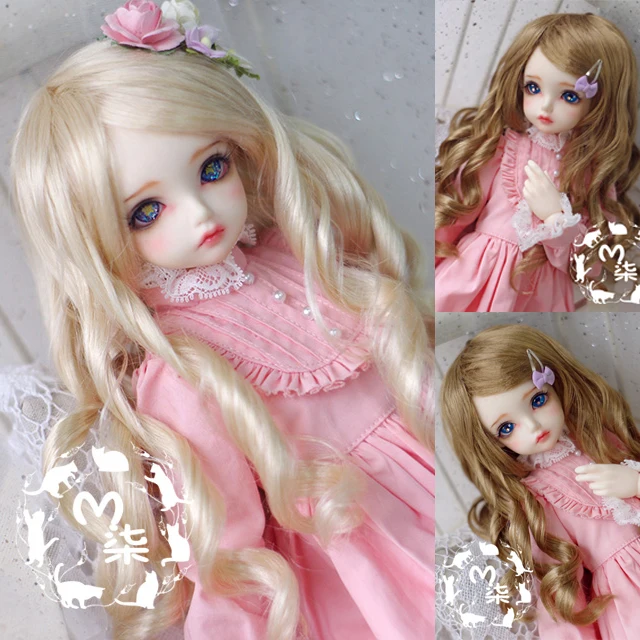 

M7-bjd doll wig synthetic mohair blond 7-8inch 6-7inch 1/4 1/6 MSD YOSD