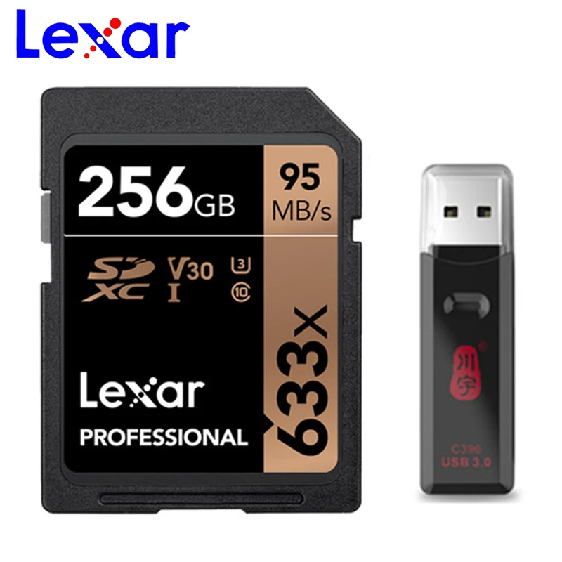 Карта памяти Lexar 95 м/с SDXC 32 Гб 64 128 ГБ SD карта U1 SDHC Class10 U3 256G 512G 1T для видеокамеры 1080p 3D