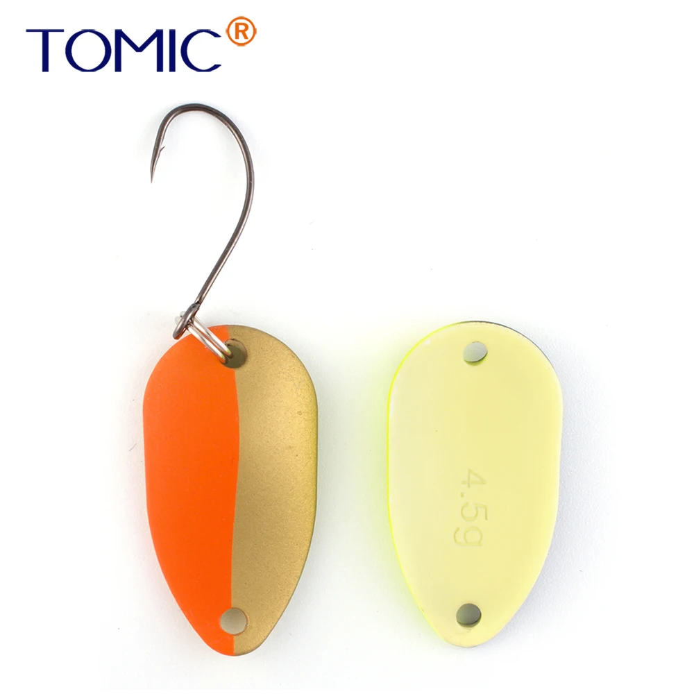 

Tomic 2g 3.5g 4.5g Micro trout spoon metal bait wide wobbler UV glowing colors freshwater single hook fishing lures spinner bait