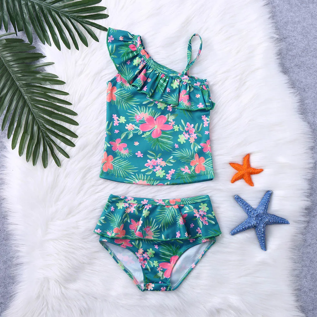 

Summer Kids Baby Girl Ruffles Floral Print Swimwear Swimsuit Outfits Maillot De Bain Fille Kids Swimwear For Girls Bebek Mayo