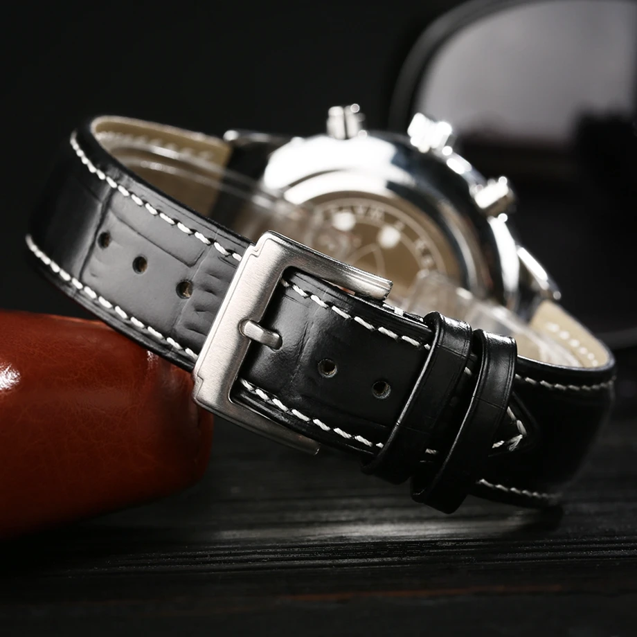Keller & Weber Mens Watches 30m Waterproof Quartz Business Watches Date Display Genuine Leather Band Relogio Masculino Best Gift (4)