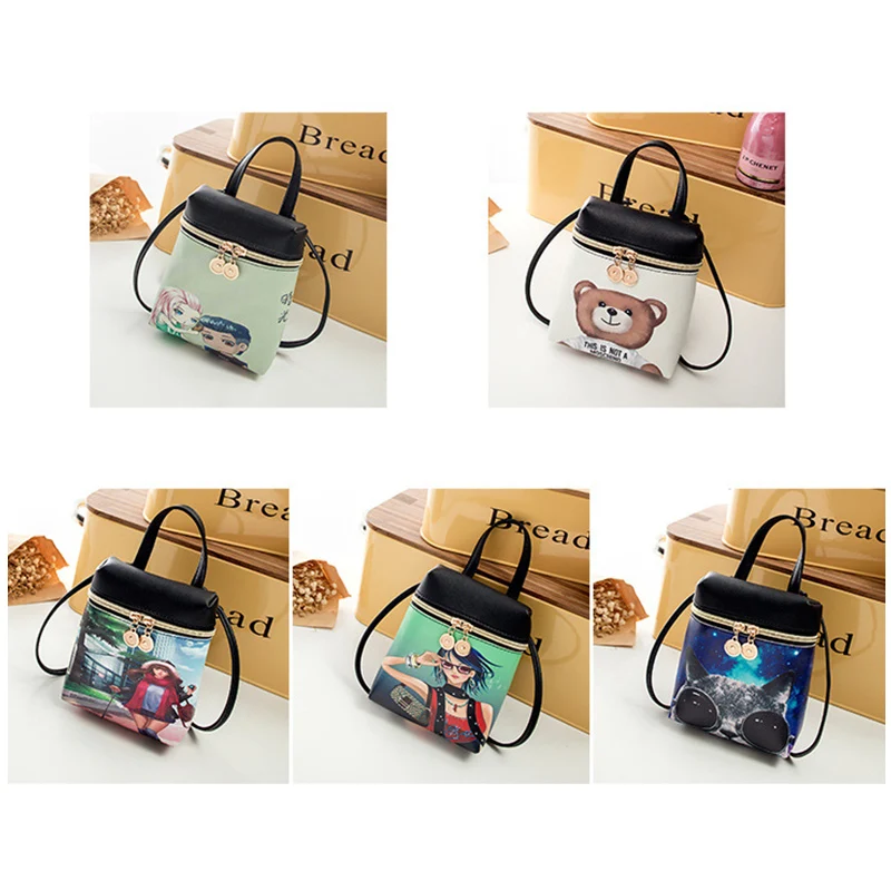 

Cartoon Pictures Small Bag for Female Teenage Girls School Bag Solid Backpacks Women Travel Backpack Designer Mini Backpack