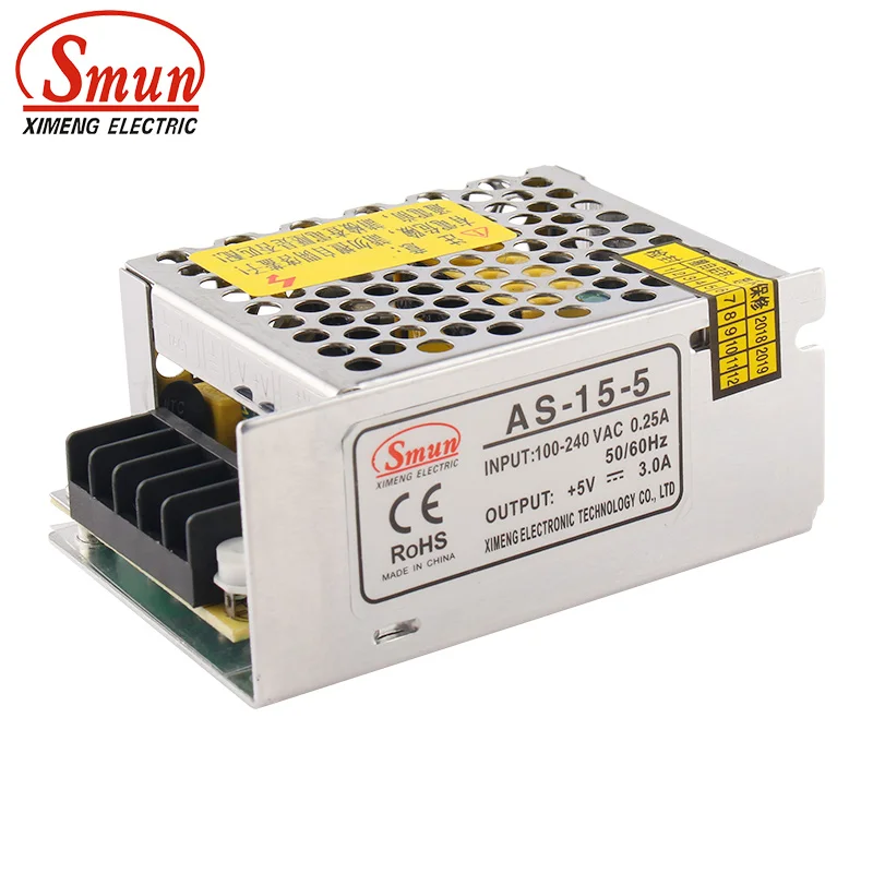 SMUN AS-15-5 15W 5V 3A Switching Power Supply SMPS For LED Lighting With 2 Years Warranty | Обустройство дома