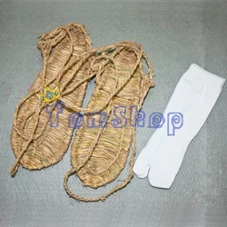 Handcrafted Straw Sandals with Free Socks - Cosplay Costume Accessories - 39