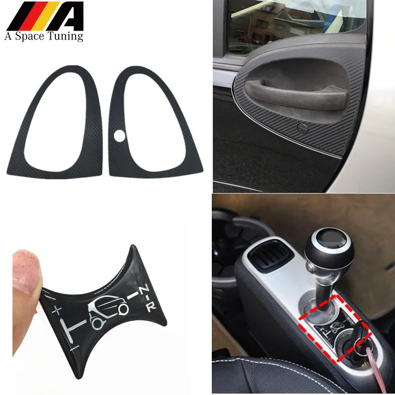 

Door Handle Cover Decoration Car Styling Sticker 3D Gear Shift Knob Panel Decal Reflective For BENZ SMART BRABUS FORTWO 451